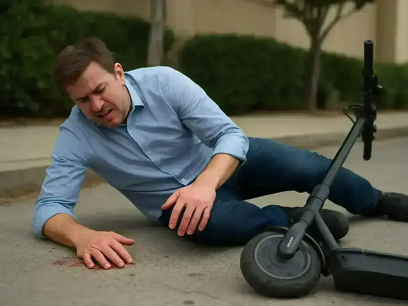 Gilbert city street with e-scooter accident scene and emergency responders